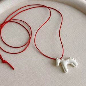White Horse charm pendant Necklace